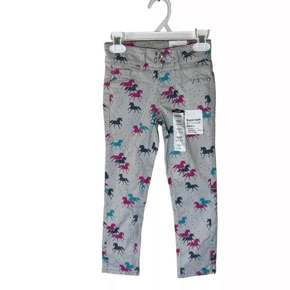 Sonoma Girls Unicorn Jegging NWT Size 5 Supersoft Stretch Denim Blue Pink Dots - Picture 1 of 7